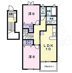 サンセール1 2LDKの間取図画像