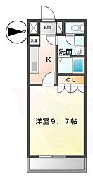 ピュアリーフ 1Kの間取図画像