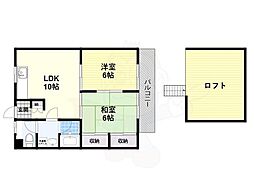 ハイツエミカ2棟 2LDKの間取図画像