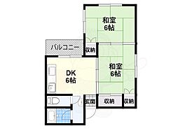 ハラダハイツ 2DKの間取図画像