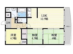 サンプラザ神楽 5階3LDKの間取り