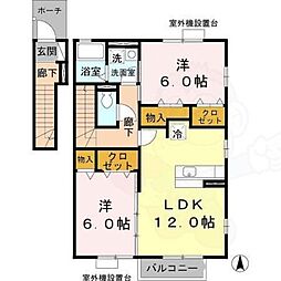 タウンビビD 2LDKの間取図画像