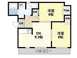 サンガーデン 2階2DKの間取り