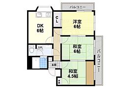 米田マンション 3DKの間取図画像