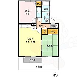 アルカディアA棟 2LDKの間取図画像