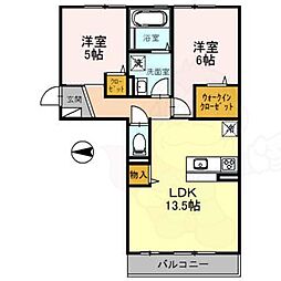 ドミール・ヨシダ・トロワ 2LDKの間取図画像