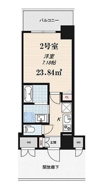 ALZA京町堀 202｜大阪府大阪市西区京町堀2丁目(賃貸マンション1K・2階・23.84㎡)の写真 その2