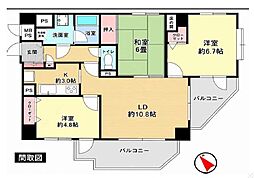 コスモ津田沼ティエラ 3LDKの間取図画像
