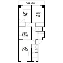 北在家アパートメント 3DKの間取図画像