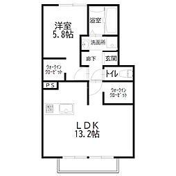 パークハイツA 1LDKの間取図画像
