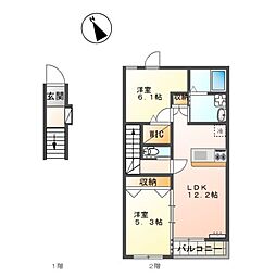 ニューパレス佑錦 2LDKの間取図画像