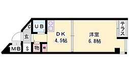 加古川ヤングパレス 1DKの間取図画像