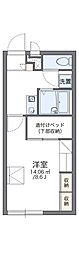 レオパレス中久2 1Kの間取図画像