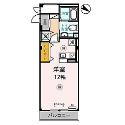 パークハイム弐番館B棟 1Kの間取図画像