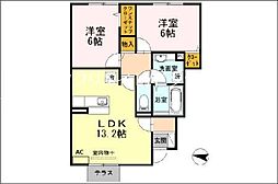しんでれら円山C棟 1LDKの間取図画像