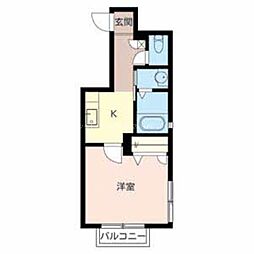 フルール加古川 1Kの間取図画像