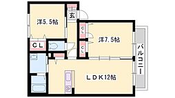 シャーメゾンRosyA棟 2LDKの間取図画像