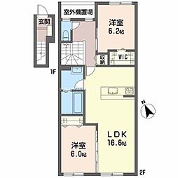 メゾンドソラIII 2LDKの間取図画像