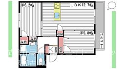 エフ・メゾン 2LDKの間取図画像