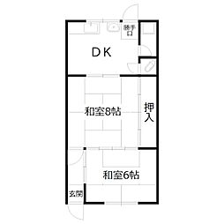 堀井荘1号 2DKの間取図画像