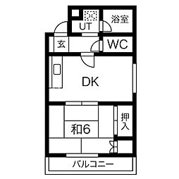 ルミエール・ベフ 1DKの間取図画像