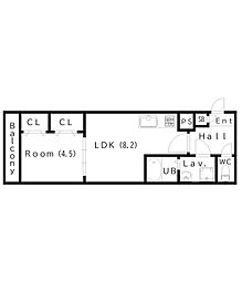ジーメゾンエトワール東加古川 1LDKの間取図画像