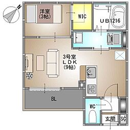 仮称)REGALEST 別府町元町 1LDKの間取図画像