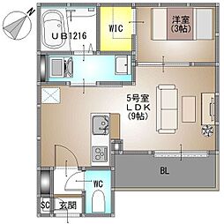 仮称)REGALEST 別府町元町 1LDKの間取図画像