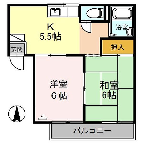 中町グリーンハイツ ｜兵庫県小野市中町(賃貸アパート2DK・2階・34.45㎡)の写真 その2