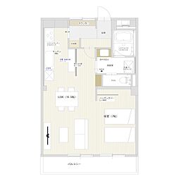 エクセレント宝殿3号棟 1LDKの間取図画像