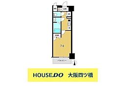 スワンズシティ難波ノーブル 1Kの間取図画像