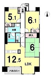 ル・シャトーサンツリー 3LDKの間取図画像