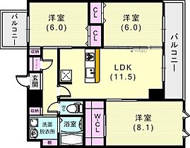 グルーブAriaトアロード 1401 ｜ 兵庫県神戸市中央区下山手通3丁目13-17（賃貸マンション3LDK・14階・71.68㎡） その2