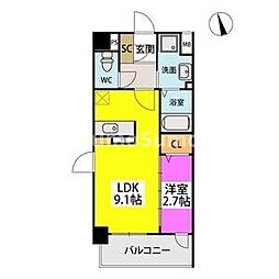 グラン　ソレイユ井尻駅前 4階1LDKの間取り