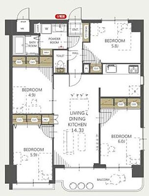間取り アイムス一の宮 5階/-