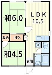 鈴木園ハイツ 2LDKの間取図画像