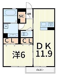 クラルテ 1Kの間取図画像