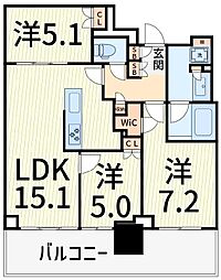 プラウドタワー小岩フロント 31階 3LDKの間取図画像