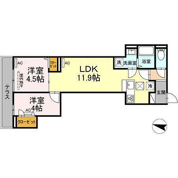 ルリアン北小岩II 105｜東京都江戸川区北小岩4丁目(賃貸アパート2LDK・1階・46.59㎡)の写真 その4