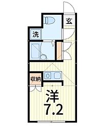 MINA NIJUKU 1階ワンルームの間取り