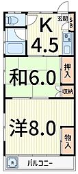 黒崎コーポ 2Kの間取図画像