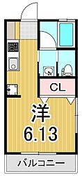 キャニオンベリー 1階ワンルームの間取り