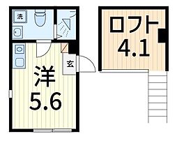 テラス金町 2階ワンルームの間取り