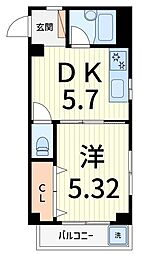Y’sマンション 1階1DKの間取り