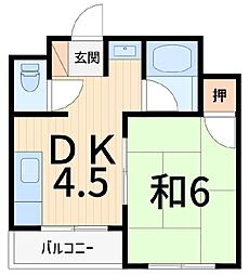 第二唐松ハイツリー 1DKの間取図画像