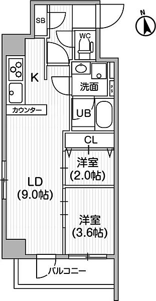 東京都新宿区東五軒町(賃貸マンション2LDK・4階・40.97㎡)の写真 その2