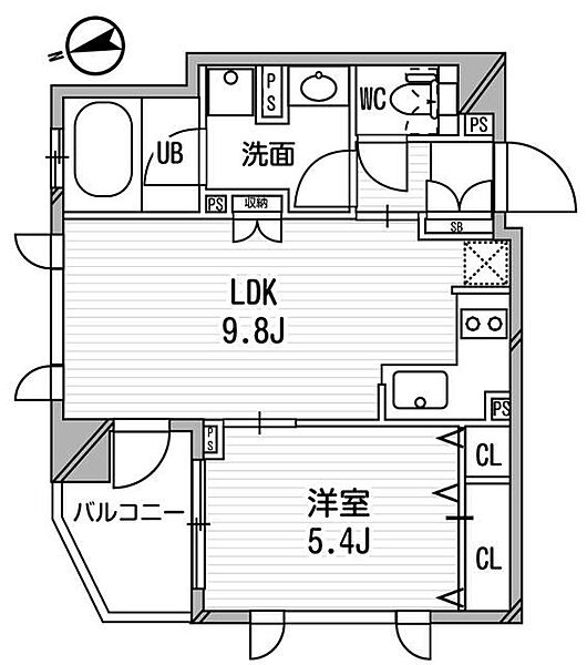 東京都渋谷区富ヶ谷1丁目(賃貸マンション1LDK・5階・38.25㎡)の写真 その2