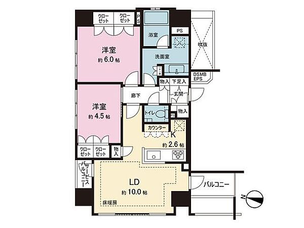 東京都千代田区神田神保町3丁目(賃貸マンション2LDK・10階・57.05㎡)の写真 その2