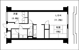 ダイアパレス北安江 10階2LDKの間取り