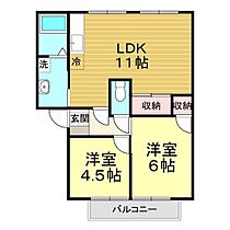 サンライフふじＡ棟 202 ｜ 山口県山口市大内御堀2957-3（賃貸アパート2LDK・2階・50.78㎡） その2